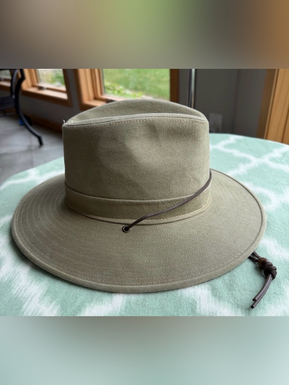 Men's Olive Wide-Brim Outdoor Aussie Hat Yellowstone National Park